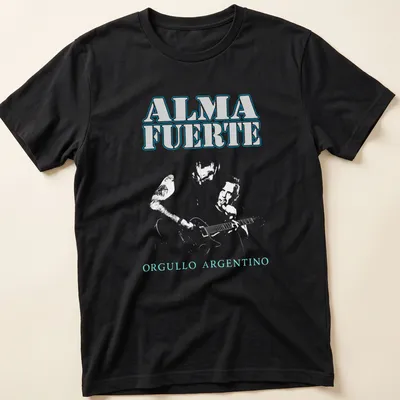 Bold typography tee celebrating Argentinian pride in light blue and white
