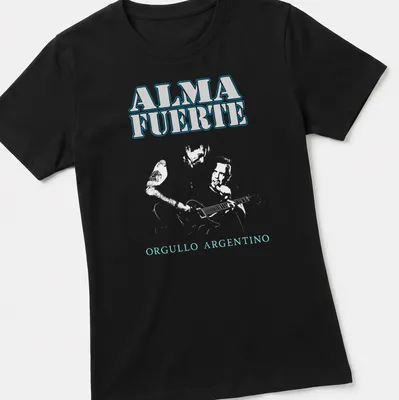 Bold typography tee celebrating Argentinian pride in light blue and white — printed on a women's shirt