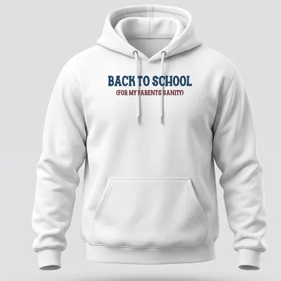 Bold typography Back To School shirt with humorous text for parents — printed on a unisex hoodie