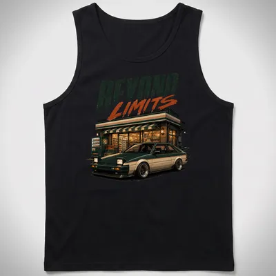 Vintage JDM car t-shirt featuring retro design with bold text — printed on a tank top