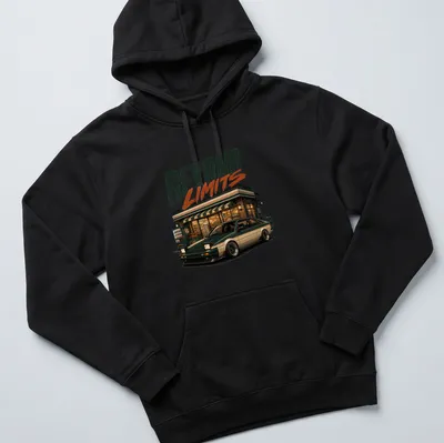Vintage JDM car t-shirt featuring retro design with bold text — printed on a unisex hoodie