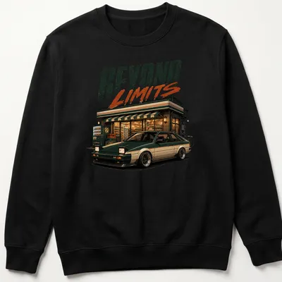 Vintage JDM car t-shirt featuring retro design with bold text — printed on a unisex sweatshirt