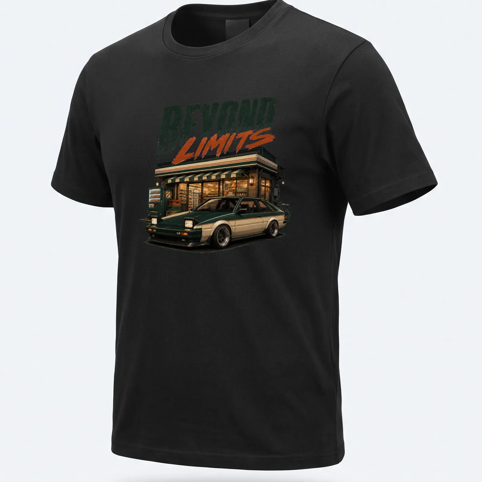 Vintage JDM car t-shirt featuring retro design with bold text — printed on a unisex t-shirt