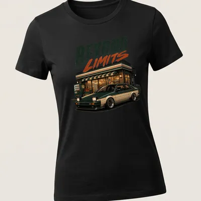 Vintage JDM car t-shirt featuring retro design with bold text — printed on a women's shirt