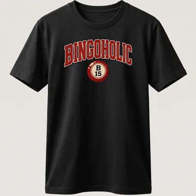 Vintage distressed BINGOHOLIC t-shirt featuring a bingo ball illustration