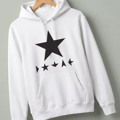 Minimalist Blackstar t-shirt featuring star shapes in black print — printed on a unisex hoodie