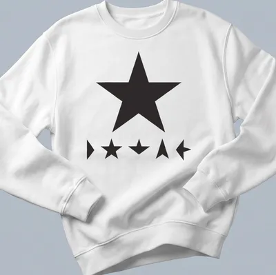Minimalist Blackstar t-shirt featuring star shapes in black print — printed on a unisex sweatshirt