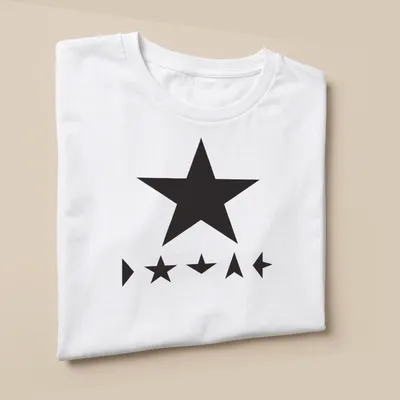 Minimalist Blackstar t-shirt featuring star shapes in black print — printed on a unisex t-shirt (angled view)