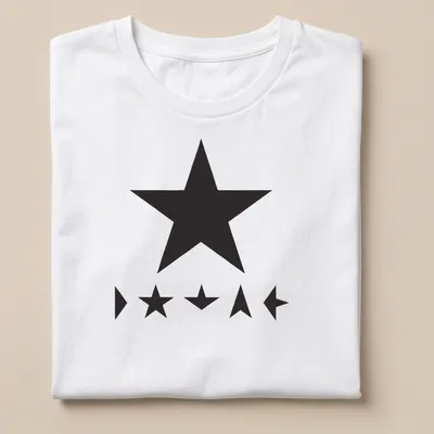 Minimalist Blackstar t-shirt featuring star shapes in black print