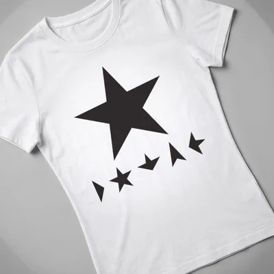 Minimalist Blackstar t-shirt featuring star shapes in black print — printed on a women's shirt