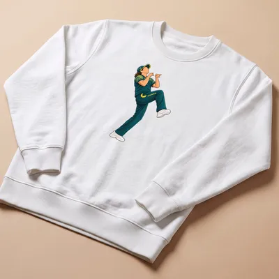Cartoon of an Australian cricket player breakdancing with bold colors — printed on a unisex sweatshirt