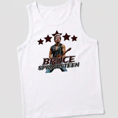 Vintage style Bruce Springsteen t-shirt with bold lettering — printed on a tank top