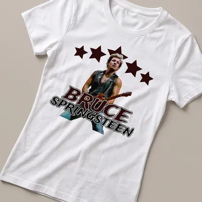 Vintage style Bruce Springsteen t-shirt with bold lettering — printed on a women's shirt