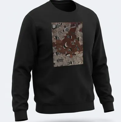 Aboriginal art pattern t-shirt featuring abstract dot painting in various colors — printed on a unisex sweatshirt
