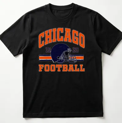 Vintage t-shirt featuring Chicago Football 1920 text and a football helmet — printed on a unisex t-shirt