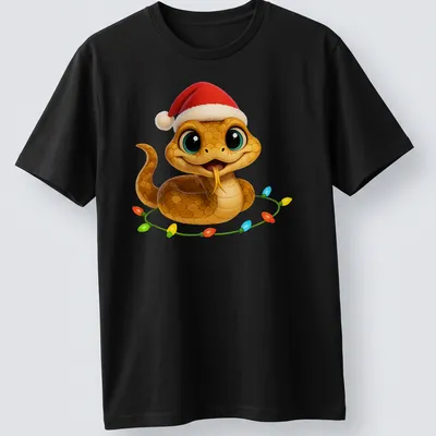Cute cartoon Christmas Carpet Viper snake wearing a Santa hat