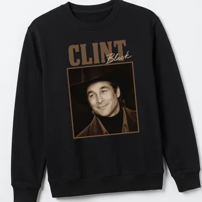 Vintage sepia portrait of a cowboy with black hat and bold text — printed on a unisex sweatshirt
