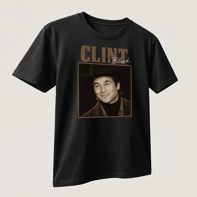 Vintage sepia portrait of a cowboy with black hat and bold text — printed on a unisex t-shirt (angled view)