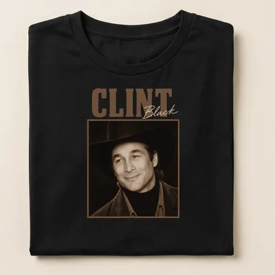 Vintage sepia portrait of a cowboy with black hat and bold text — printed on a women's shirt