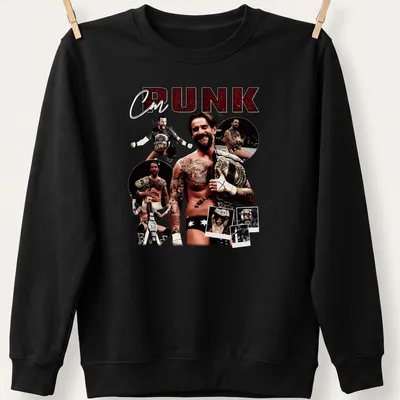 Vintage CM Punk t-shirt with bold lettering in black and gold — printed on a unisex sweatshirt