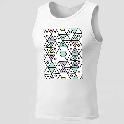 Seamless geometric pattern in pastel colors on a modern abstract — printed on a tank top