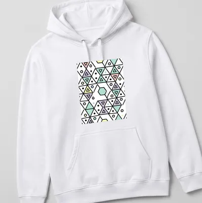 Seamless geometric pattern in pastel colors on a modern abstract — printed on a unisex hoodie
