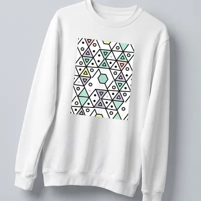 Seamless geometric pattern in pastel colors on a modern abstract — printed on a unisex sweatshirt