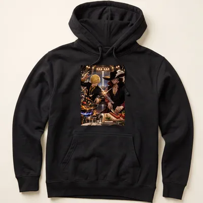 Anime style shirt featuring chefs in a colorful cooking battle scene — printed on a unisex hoodie