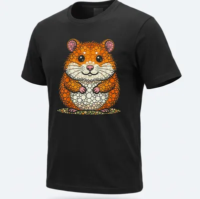 Illustration of a cute hamster designed in colorful dot art style