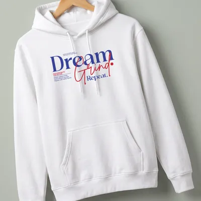 Bold motivational typography shirt with inspiring text in blue, red, and white — printed on a unisex hoodie