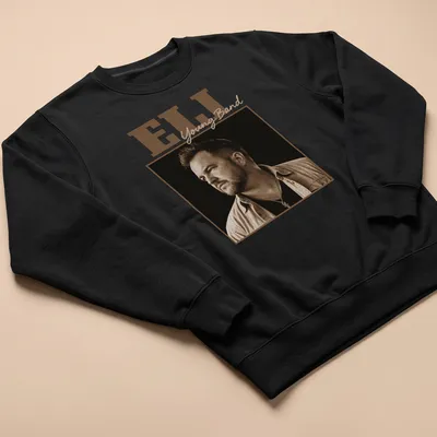 Vintage sepia portrait of a man with Eli Young Band text — printed on a unisex sweatshirt