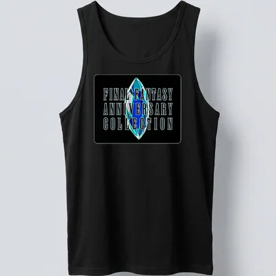 Bold typography featuring Final Fantasy Anniversary Collection with a crystal motif — printed on a tank top