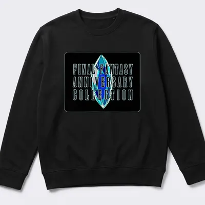 Bold typography featuring Final Fantasy Anniversary Collection with a crystal motif — printed on a unisex sweatshirt