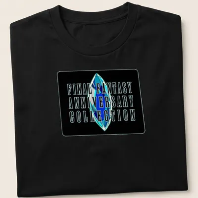 Bold typography featuring Final Fantasy Anniversary Collection with a crystal motif