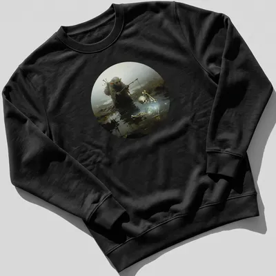 Dark fantasy swamp goblin illustration with Fishing For Skeletons text — printed on a unisex sweatshirt