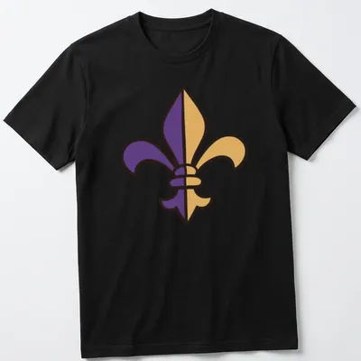 Simple flat design of a purple and gold Fleur De Lis