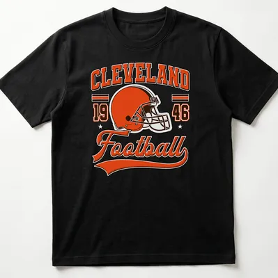 Vintage Cleveland football t-shirt featuring a retro helmet design