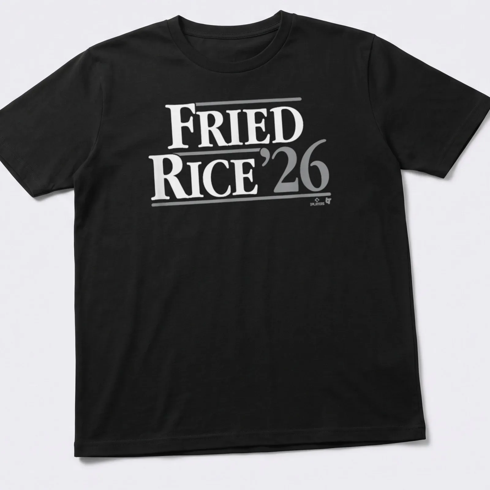Bold 'Fried Rice 26' text on a gray t-shirt honoring Max Fried — printed on a unisex t-shirt