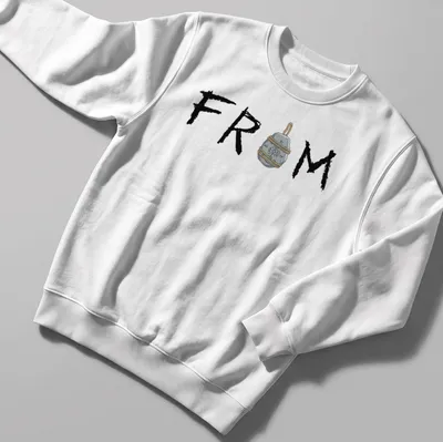 Illustrative talisman stone pendant T-shirt featuring the word FROM. — printed on a unisex sweatshirt