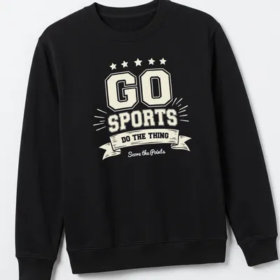 Vintage motivational shirt with 'Go Sports Do The Thing' in cream, gold, and black — printed on a unisex sweatshirt