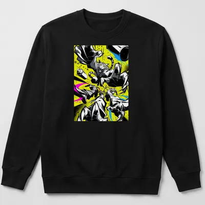 Vibrant graffiti illustration of jumping cats in neon colors — printed on a unisex sweatshirt
