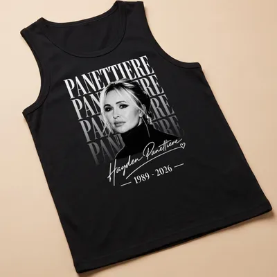 Vintage tribute t-shirt featuring Hayden Panettiere's signature in white on black. — printed on a tank top