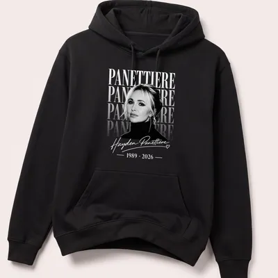 Vintage tribute t-shirt featuring Hayden Panettiere's signature in white on black. — printed on a unisex hoodie