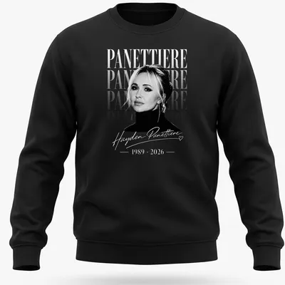 Vintage tribute t-shirt featuring Hayden Panettiere's signature in white on black. — printed on a unisex sweatshirt
