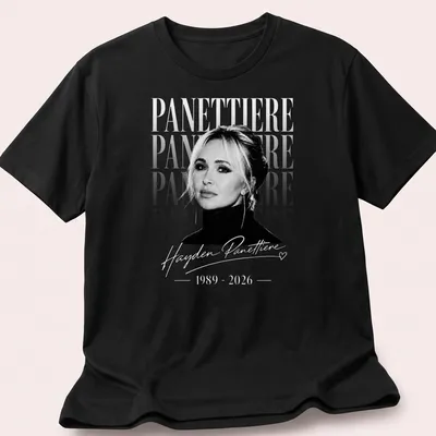 Vintage tribute t-shirt featuring Hayden Panettiere's signature in white on black.