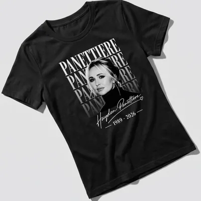 Vintage tribute t-shirt featuring Hayden Panettiere's signature in white on black. — printed on a women's shirt