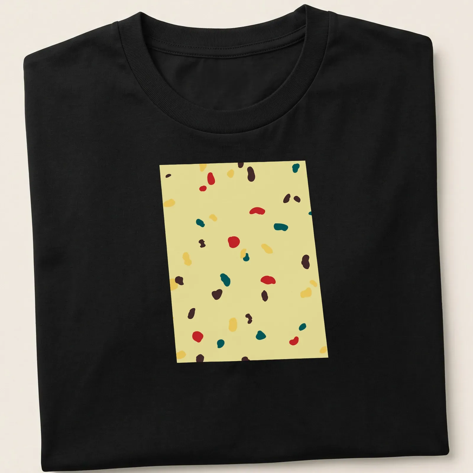 Abstract pattern of Italian panettone fruitcake slices in vibrant colors — printed on a unisex t-shirt