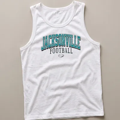 Vintage athletic tee featuring Jacksonville Football in bold lettering — printed on a tank top