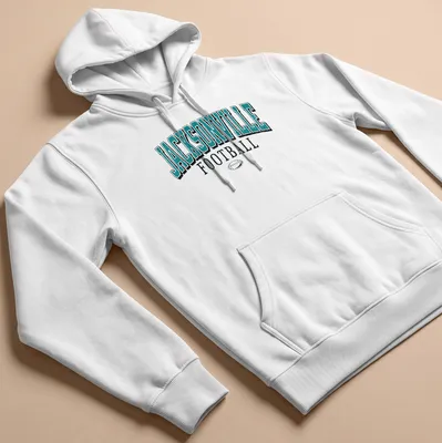 Vintage athletic tee featuring Jacksonville Football in bold lettering — printed on a unisex hoodie