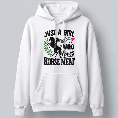Bold typography t-shirt with a horse rider graphic and playful text — printed on a unisex hoodie